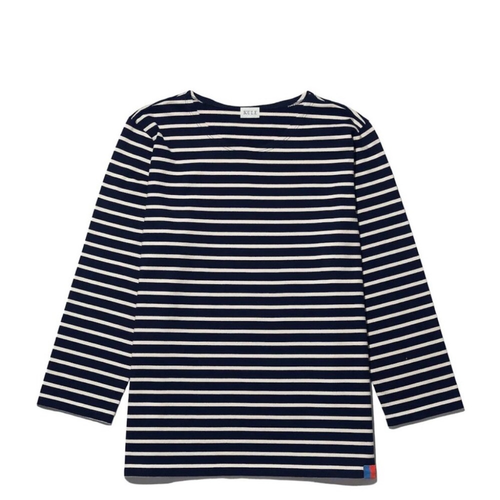 KULE Navy and White Striped Long Sleeve Tee